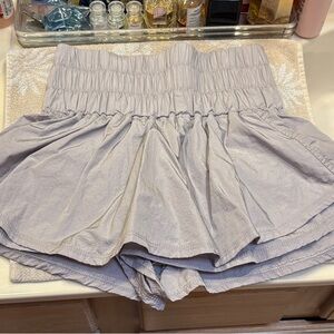Free People Women's Light Gray-purple Ruffled Shorts